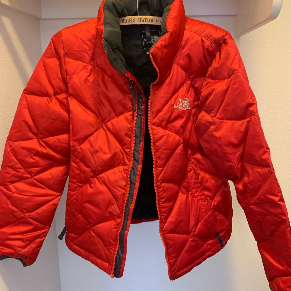 Red NorthFace 550 Down Puffy coat